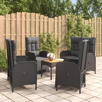Set mobilier de grădină cu perne, 5 piese, negru, poliratan GartenMobel Dekor