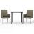 Set mobilier de grădină cu perne, 3 piese, negru/gri, poliratan GartenMobel Dekor
