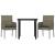 Set mobilier de grădină cu perne, 3 piese, negru/gri, poliratan GartenMobel Dekor
