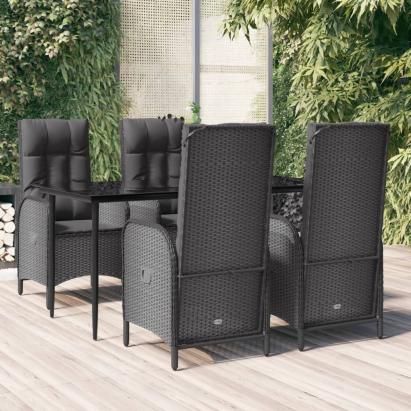 Set mobilier de grădină cu perne, 5 piese, negru, poliratan GartenMobel Dekor
