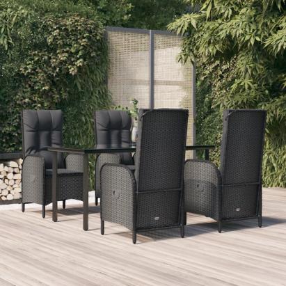 Set mobilier de grădină cu perne, 5 piese, negru, poliratan GartenMobel Dekor