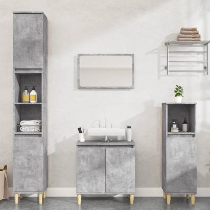 Set mobilier de baie, 3 piese, gri beton, lemn compozit GartenMobel Dekor