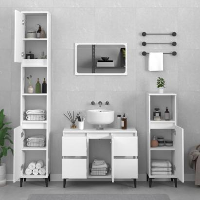 Set mobilier de baie, 3 piese, alb, lemn compozit GartenMobel Dekor