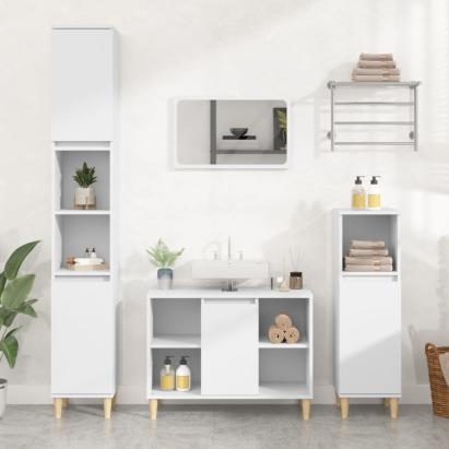 Set mobilier de baie, 3 piese, alb, lemn compozit GartenMobel Dekor