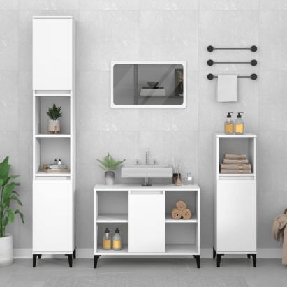 Set mobilier de baie, 3 piese, alb, lemn compozit GartenMobel Dekor