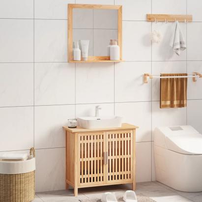 Set mobilier de baie, 2 piese, lemn masiv de nuc GartenMobel Dekor