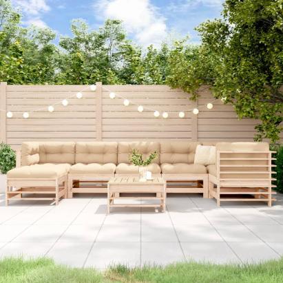 Set mobilier de grădină cu perne, 8 piese, lemn masiv GartenMobel Dekor