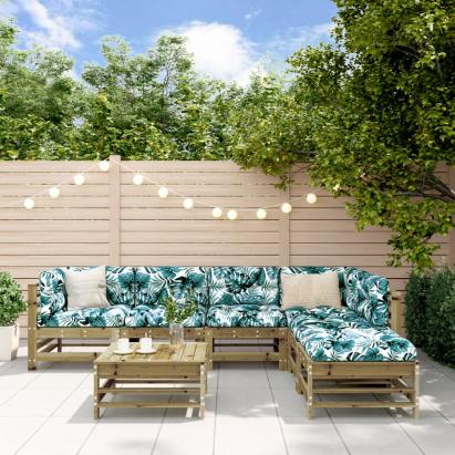 Set mobilier de grădină cu perne, 7 piese, lemn de pin tratat GartenMobel Dekor