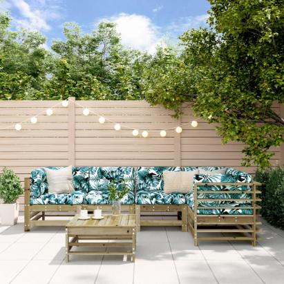 Set mobilier de grădină cu perne, 6 piese, lemn de pin tratat GartenMobel Dekor
