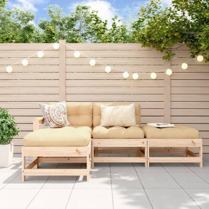 Set mobilier de grădină cu perne, 4 piese, lemn masiv GartenMobel Dekor