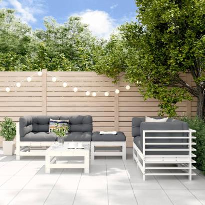 Set mobilier de grădină, 6 piese, alb, lemn masiv pin GartenMobel Dekor