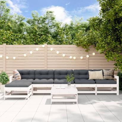 Set mobilier de grădină, 7 piese, alb, lemn masiv de pin  GartenMobel Dekor