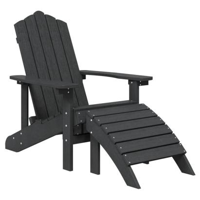 Scaun de grădină Adirondack cu suport picioare, antracit, HDPE GartenMobel Dekor