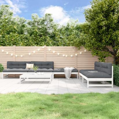 Set mobilier de grădină, 6 piese, alb, lemn masiv pin GartenMobel Dekor