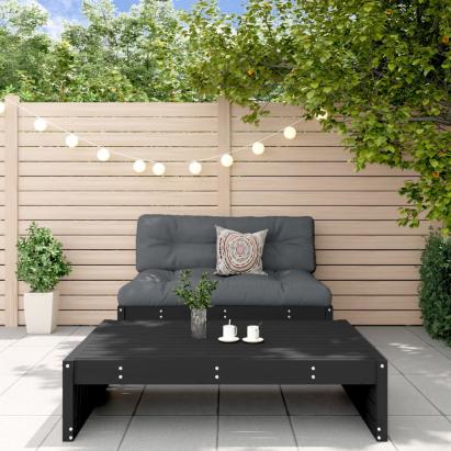 Set mobilier relaxare grădină, 2 piese, negru, lemn masiv pin GartenMobel Dekor