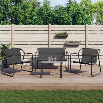 Set mobilier de grădină, cu perne, antracit, 4 piese, oțel GartenMobel Dekor