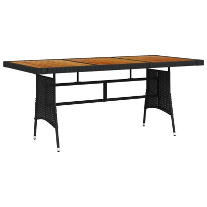 Masă de grădină negru 160x70x72 cm poliratan/lemn masiv acacia GartenMobel Dekor