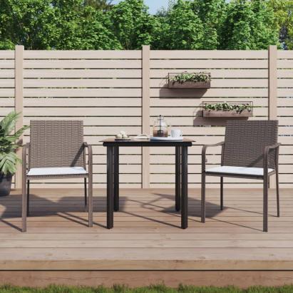 Set mobilier de grădină cu perne, 3 piese, poliratan și oțel GartenMobel Dekor