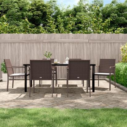 Set mobilier de grădină cu perne, 7 piese, poliratan și oțel GartenMobel Dekor