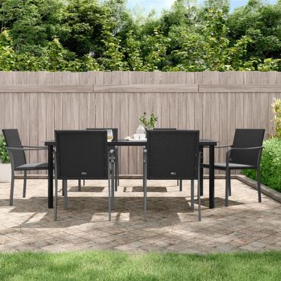 Set mobilier de grădină cu perne, 7 piese, poliratan și oțel GartenMobel Dekor