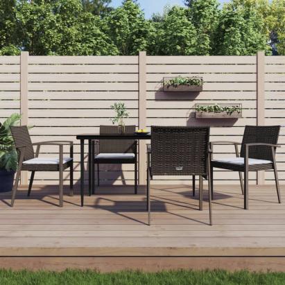Set mobilier de grădină cu perne, 5 piese, poliratan și oțel GartenMobel Dekor