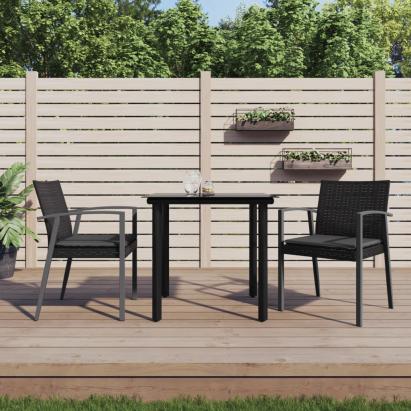 Set mobilier de grădină cu perne, 3 piese, poliratan și oțel GartenMobel Dekor