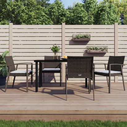 Set mobilier de grădină cu perne, 5 piese, poliratan și oțel GartenMobel Dekor