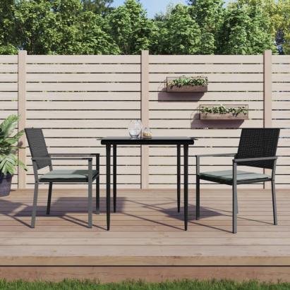 Set mobilier de grădină cu perne, 3 piese, poliratan și oțel GartenMobel Dekor