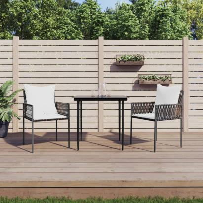 Set mobilier de grădină cu perne, 3 piese, poliratan și oțel GartenMobel Dekor