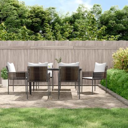 Set mobilier de grădină cu perne, 7 piese, poliratan și oțel GartenMobel Dekor