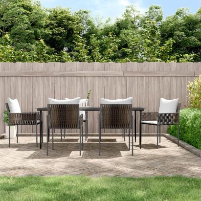 Set mobilier de grădină cu perne, 7 piese, poliratan și oțel GartenMobel Dekor