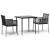 Set mobilier grădină cu perne, 3 piese, negru, poliratan & oțel GartenMobel Dekor