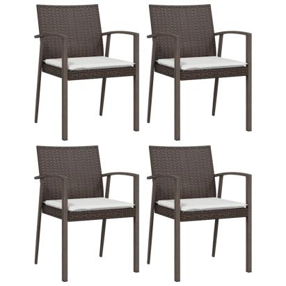 Scaune de grădină cu perne 4 buc. maro 56,5x57x83 cm poliratan GartenMobel Dekor