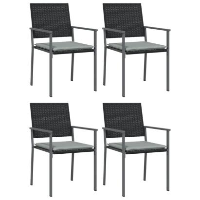 Scaune de grădină cu perne 4 buc. negru 54x62,5x89 cm poliratan GartenMobel Dekor