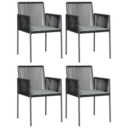 Scaune grădină cu perne 4 buc. negru 54x60,5x83,5 cm poliratan GartenMobel Dekor