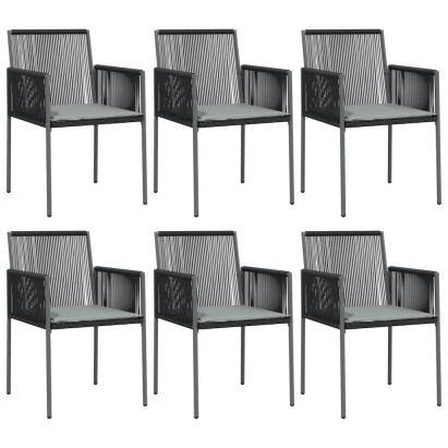Scaune grădină cu perne 6 buc. negru 54x60,5x83,5 cm poliratan GartenMobel Dekor