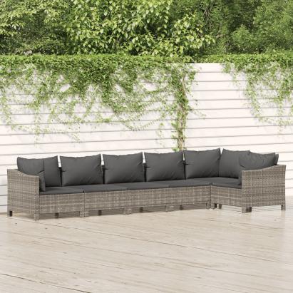 Set mobilier de grădină cu perne, 6 piese, gri, poliratan GartenMobel Dekor