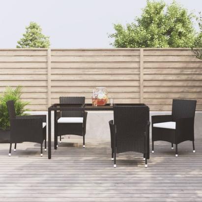 Set mobilier de grădină cu perne, 5 piese, negru, poliratan GartenMobel Dekor