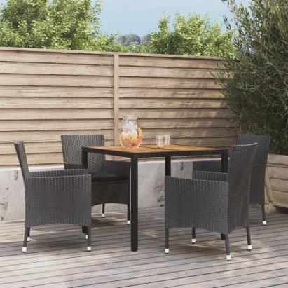 Set mobilier de grădină cu perne, 5 piese, negru, poliratan GartenMobel Dekor