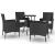 Set bistro de grădină cu perne, 5 piese, negru, poliratan GartenMobel Dekor