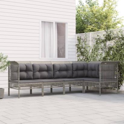 Set mobilier de grădină cu perne, 5 piese, gri, poliratan GartenMobel Dekor
