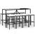 Set mobilier bar de grădină cu perne, 9 piese, negru, poliratan GartenMobel Dekor