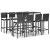 Set mobilier bar de grădină cu perne, 9 piese, negru, poliratan GartenMobel Dekor
