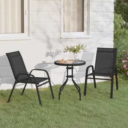 Set mobilier bistro de grădină, 3 piese, negru GartenMobel Dekor