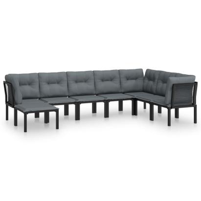 Set șezlonguri de grădină, 8 piese, negru și gri, poliratan GartenMobel Dekor