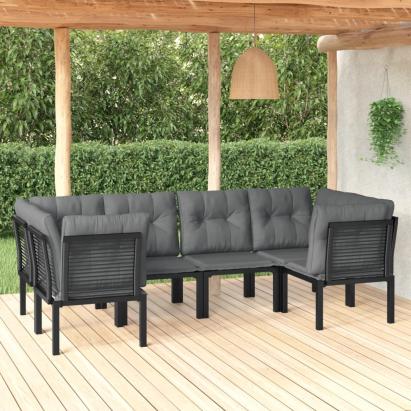 Set mobilier de grădină, 6 piese, negru și gri, poliratan GartenMobel Dekor
