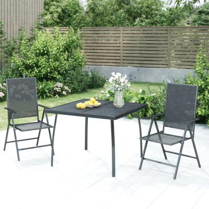 Set de masă grădină, 3 piese, antracit, oțel  GartenMobel Dekor