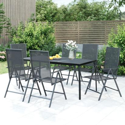 Set de masă pentru grădină, 7 piese, antracit, oțel  GartenMobel Dekor