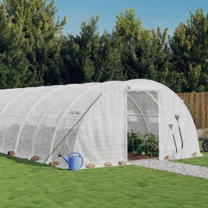 Seră cu cadru din oțel, alb, 32 m², 8x4x2 m GartenMobel Dekor