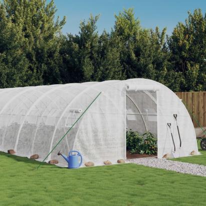 Seră cu cadru din oțel, alb, 48 m², 12x4x2 m GartenMobel Dekor